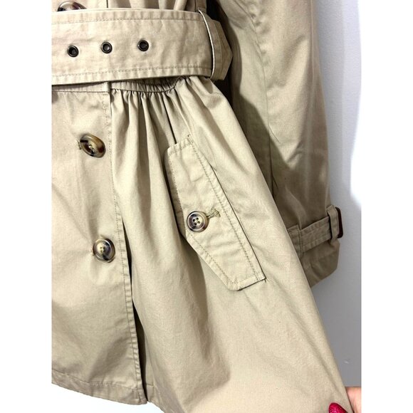 Polo Ralph Lauren Girls Trench Coat Khaki 8 Hood Epaulets Classic Belted Cotton - Picture 10 of 16